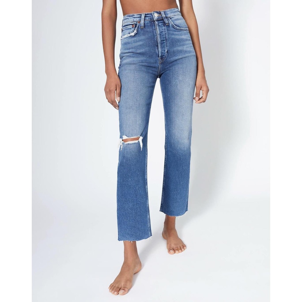 New! RE/DONE Comfort Stretch Ultra High Rise Stove Pipe Jeans Size 26 - Picture 2 of 3